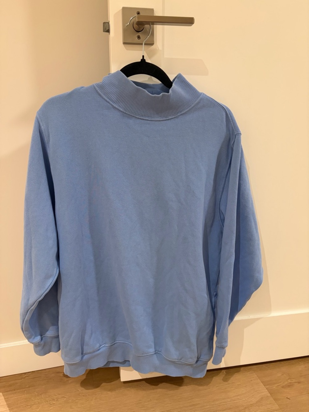 aerie Pale Blue Ribbed Mock Neck Sweatshirt